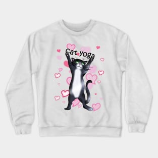 Black and white cat yoga time Crewneck Sweatshirt